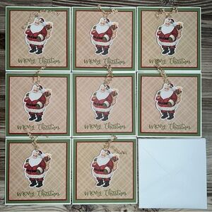 Santa Christmas Cards Set of 8 With Envelopes 5.5” x 5.5”